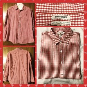 ♦️Men’s Red & White Plaid Button-up Shirt♦️